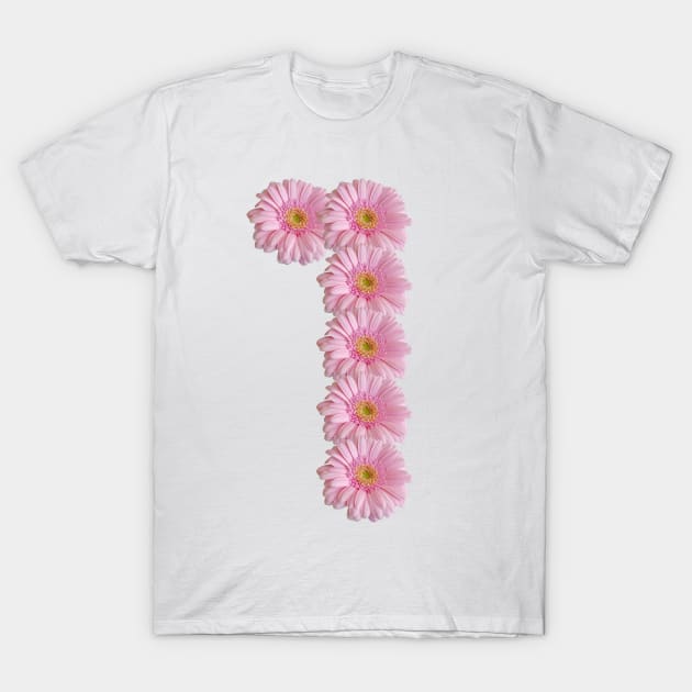 Letter l Pink Gerbera Daisy T-Shirt by ellenhenryart